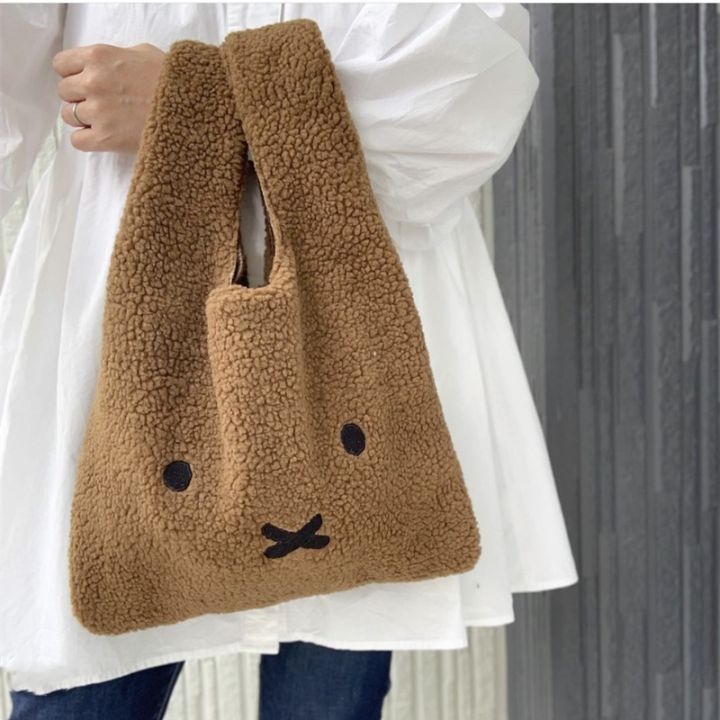 miffy-กระเป๋าถือ-ผ้าแคชเมียร์-ลายแกะน่ารัก-แฟชั่นฤดูใบไม้ร่วง-ฤดูหนาว-สไตล์ญี่ปุ่น