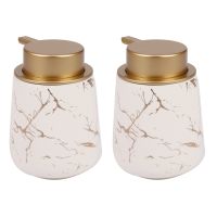 Imitate Marble Ceramic Hand Soap Dispenser,Portable Refillable Liquid Shampoo&amp;Lotion Jar,400Ml