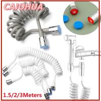 CAIOHUA 1.5/2/3meter พับเก็บได้ ป้องกันห่อ อุปกรณ์ห้องน้ำ รูปแบบสายโทรศัพท์ ประปา โถสุขภัณฑ์ สายฝักบัวสปริง Bath Sprayer เชื่อมต่อท่อ