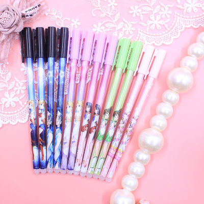 48 pcslot Kawaii Beautiful Girl Erasable Gel Pen Cute 0.5mm Blue Ink Signature Pens Promotional Gift Stationery School Supply