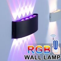 RGB Dimming โคมไฟติดผนัง Led ตกแต่งห้องโคมไฟอลูมิเนียมไม่มีการสั่นไหวการควบคุมระยะไกลผนัง Sconces ไฟข้างเตียง