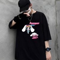 เสื้อยืดคุณภาพดี[S-5XL] 【New】The Powerpuff Girls ร่วม Sanrio เสื้อยืดหญิงแขนสั้นน่ารัก Cinnamoroll Melody