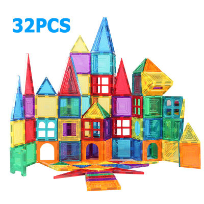 32Pcs ขนาดใหญ่3D แผ่นแม่เหล็กบล็อกตัวต่อแม่เหล็ก Constructor ชุดอิฐของเล่นเพื่อการศึกษาสำหรับของขวัญเด็ก