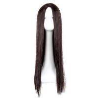 Fei-Show Brown Wig Synthetic Heat Resistant Fiber Long Straight Hair Female Salon Women Middle Part Line Party Hairpiece