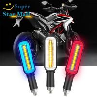 Supermall 2ชิ้นสากล LED รถจักรยานยนต์เลี้ยวไฟ DRL Moto กะพริบตัวบ่งชี้ไฟกระพริบไหลกระพริบ Moto หางโคมไฟที่มีความยืดหยุ่น