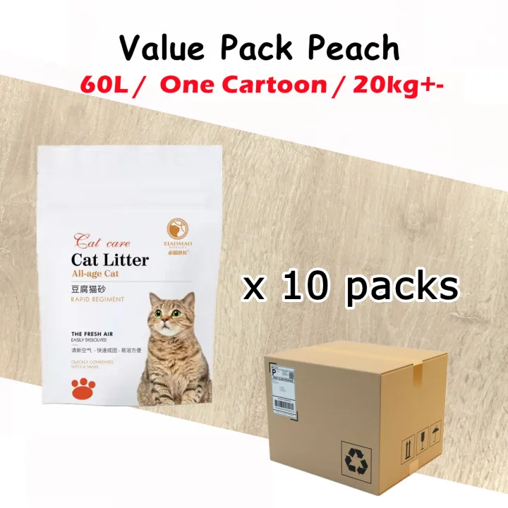 10packs / 60L Pasir / One Carton Kucing Wangi Premium Clumping Tofu Cat