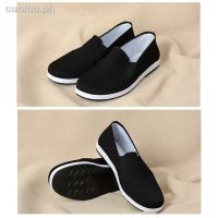 ❆✸☈Men Black Shoes Chinese Traditional Kung Fu Flats Bruce Lee Cosplay Wushu Beijing Cloth Ace Martial Arts Tai chi Rubber Sole