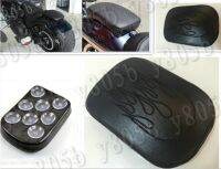 Flame Leather Passenger Rear Seat Pad 8 Suction Cup For Yamaha VStar 400 650 1100 1300 Virago Xv 250 535 750 1100 Road Star