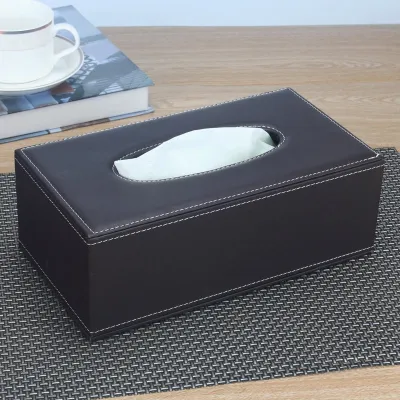 MUJI High-end Leather tissue box living room tea table napkin paper box cute European style minimalist creative home car with high-end  Original