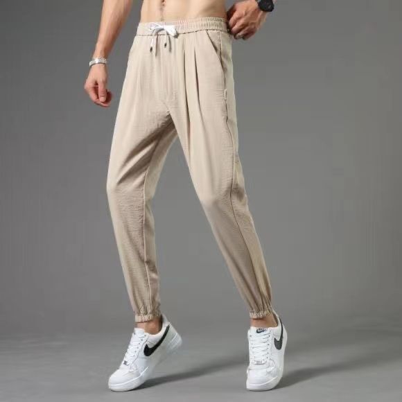 zjh-shop-กางเกงขายาวแฟชั่นผู้ชาย-กางแกงขาจั๊มสไตล์ออกกำลังกาย-ผ้าเย็นใส่สบาย-สไตล์เกาหลี