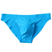 Sexy Underwear Men Briefs Shorts Cueca Thin Ice Silk Low Waist Panties Solid U Conve Pouch Seamless Underpants Plus Size GX002