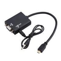 1080P Micro HDMI Male to VGA Female Cable Video Converter Adapter HD Conversion Cable with Audio Output- Intl