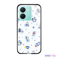 Volans เคสสำหรับ Vivo Y36 Y36 5G ลายการ์ตูนญี่ปุ่นสดสำหรับเด็กผู้หญิงเครื่องดื่มนมน้ำมะนาวเคสกระจกเทมเปอร์กันกระแทกเคสฝาหลัง