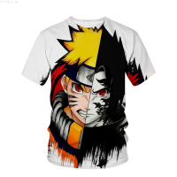 casual fashion (สต็อกเพียงพอ) cute Summer short sleeve unisex Harajuku street wear Naruto Akatsuki 3D printing oversized T-shirt men and women คุณภาพสูง size:S-5XL