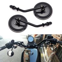 2Pcs/Pair 8mm Motorcycle Rearview Side Mirrors Convex Chrome/ Black Round Mirror Short Stem For Harley Kawasaki Yamaha Mirrors