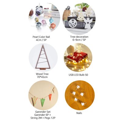 [Ready Stock] Wood wall tree Christmas tree full set Christmas Tree Wooden Wall Hanging New Year Decoration,Wood Color