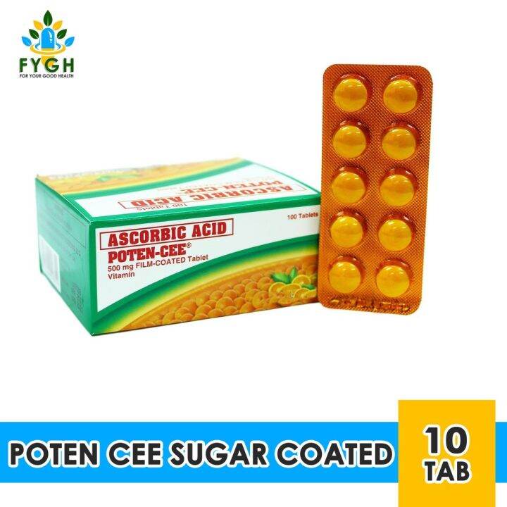 Poten Cee 500mg Sugar Coated/Sugar Free/NA Ascorbic Acid Vitamin C ...