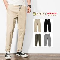 CODxdrrf5157 READY STOCK Men Casual Pant Chino Cotton Loose Straight Cropped Ankle Length Korean Drawstring Smart Cargo Pants KW1254