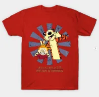 CNY Chineses Dragon ปีใหม่สีแดง Chothes การ์ตูน Calvin And Hobbes เสื้อยืดคอกลมผ้าฝ้ายกราฟิกสำหรับผู้ชาย/ท็อปส์ซู Gils เด็กชายดิสโตรอายุ1 2 3 4 5 6 7 8 9ปี