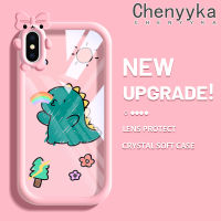 เคส Chenyyka สำหรับ iPhone X Xs Xr Xs Max เคสการ์ตูนน่ารักลายไดโนเสาร์ตัวน้อยสีสันสดใสแบบนิ่มสุดน่ารักกันกระแทกแบบใสเคสมือถือสร้างสรรค์เคสป้องกันโปร่งใสลายกล้องถ่ายรูป