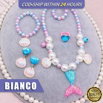 Shimmering Mermaid Seashell Pendant Pearl Beaddc Necklace Jewelry,  Pink/Blue, 17-in, Wearable Accessory for Birthdays | Party City