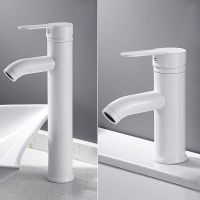 White Black Bathroom Faucet Hot Cold Water Sink Mixer Tap Stainless Steel Paint Basin Faucets Single Hole Tapware Plumbing Valves