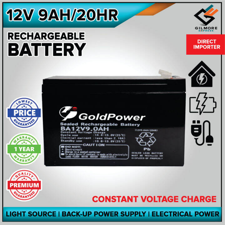 12V 9AH/20HR UPS Sealed Rechargeable Lead Acid Battery 12 VOLTS 9 AMPERE HOUR(Ebike Battery