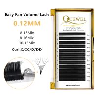 【cw】 Quewel 0.12mm Eyelashes 3D/4D/5D/10D/20D Volume Flowering Silk Lash Extensions 8 15/9 16Mix 【hot】