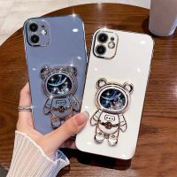 【Enjoy electronic】 Cute Quicksand Space Bear Phone Case For iPhone 14 13 12 11 Pro Max Silicone Shell For iPhone 14 Plus 13 12 11 Kickstand Cover