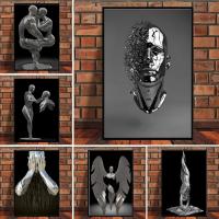 Abstract Metal Figure Statue Canvas Painting Posters and Prints Wall Pictures Room Decoration