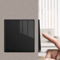 New popular ultrathin curved surface 250V/10A 1/2/3/4gang 86*86MM Classic Black mirror tempered glass panel wall switch  series Power Points  Switches