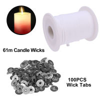 61M เทียนผ้าฝ้าย Wick เชิงเทียน Smokeless น้ำมันหอมระเหยเทียนทรงกระบอกด้าย100 PCS เทียน Wick ฐานเทียนดีไอวายทำชุด