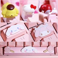 （Miss qis keycap）คีย์บอร์ด Kawaii สำหรับคีย์บอร์ดแบบกลไก,อุปกรณ์เสริมการ์ตูนอะนิเมะสุนัขหูใหญ่ตัวครอบปุ่มคีย์บอร์ดกุญแจหมวกสเตอริโอ MX เชอร์รี่