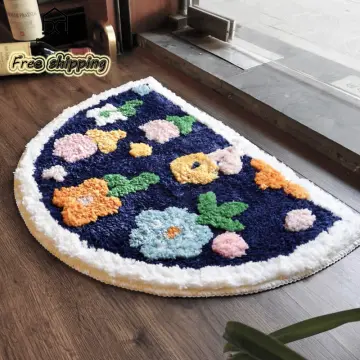 Half Round Bathroom Rug Doormats Non-Slip Bathroom Floor Mat Soft Furry  Thickened Carpet Washable Bedroom Rugs Door Mats - AliExpress