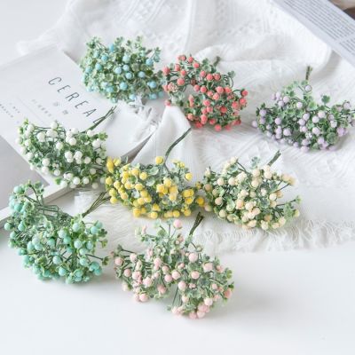 6PCS Artificial Plum Flowers Babys Breath Diy Gifts Candy Box Fake Plants Christmas Garland Vase for Home Wedding Decoration