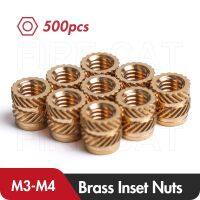 500 Pcs M3 M4 Hot Melt Inset Knurled Brass Nuts Female Injection Copper Nut for 3D Printed Parts Tools Accessories Dropshipping Nails Screws Fasteners