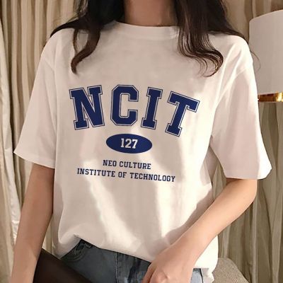 เสื้อยืดคอกลม﹍NCT 127 NCIT NEO CULTURE INSTITUTE OF เทคโนโลยีแฟชั่นผู้หญิงเสื้อยืด nct 127 พิมพ์เสื้อแขนสั้น