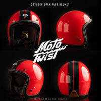 MOTOTWIST หมวกกันน็อคแบรนด์ไทยงานคุณภาพ รุ่น ODYSSEY สีแดง JET ดำเดินด้าย ไซส์ S-XXL