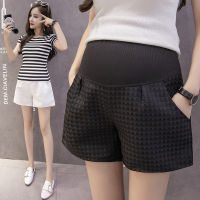 Maternity Shorts Fashion Jacquard Plaid Outside Summer Maternity Pants Pregnancy Korean Style Short Pant for Pregnant Women