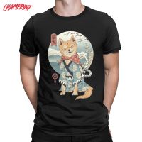 Japan Style Ukiyo E Funny Samurai Shiba Inu T Shirt Men Cotton Novelty Tshirt Dog Tees Clothing 100% cotton T-shirt