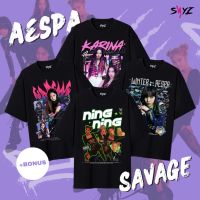 【HOT】พร้อมส่ง เสื้อยืด ลาย Aespa Savage Series | ฤดูหนาว | คาริน่า | Giselle | Ning - Ning - Ning | อัลบั้ม Savage | ของฉัน | กวางยา | Sayzco100%cotton