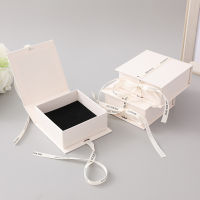 Ring Simple Atmosphere Book-shaped Gift Box Jewelry Box Suit Earring Gift Box Flip Jewelry Box Ribbon Book Box