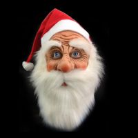 【Love as before】 Merry Christmas Santa Claus Latex Mask Outdoor Ornamen Cute Santa Claus Costume Masquerade Wig Beard Dress Up Xmas Party