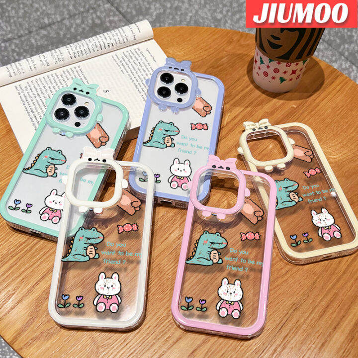 เคส-jiumoo-สำหรับ-vivo-v23-5g-s12-5g-v23i-5g-เคสโปร่งใสกันกระแทกลายการ์ตูนจระเข้หมีน่ารักเคสป้องกันเลนส์กล้องถ่ายรูปลายสัตว์ประหลาดน้อยน่ารักเรียบง่ายเคสซิลิโคนนิ่ม