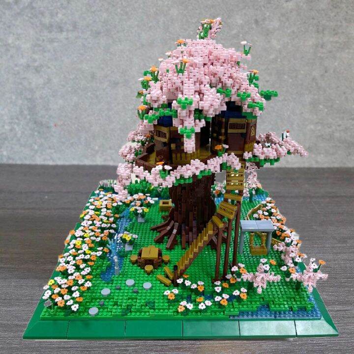 ชุดตัวต่อ-pzx-no-9929-บ้านสวนดอกไม้-sakura-tree-house-จำนวน-5-050-pcs-สถาปัตยกรรมชุดตัวต่อบ้านบนต้นไม้-ซากุระสีชมพู-สีสีนสวยงาม-ได้อย่างลงตัว