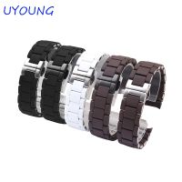 Quality Silicone+Stainless Steel Watchband 20Mm23mm Silicone Wristband Bracelet Rose Gold Buckle For AR5905 AR5906 AR5919 AR5920