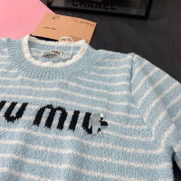 Source Standard miu miuˉspring and summer outline short striped color contrast knitted short top