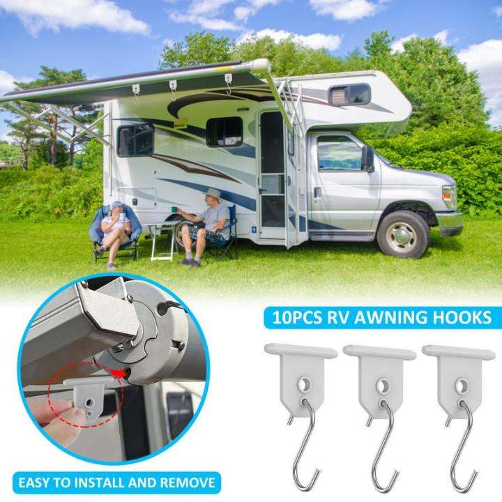 CHLOEP 10Pcs RV Awning Hooks S Shaped Camping Awning Hooks Metal RV Party Light Hangers Sturdy