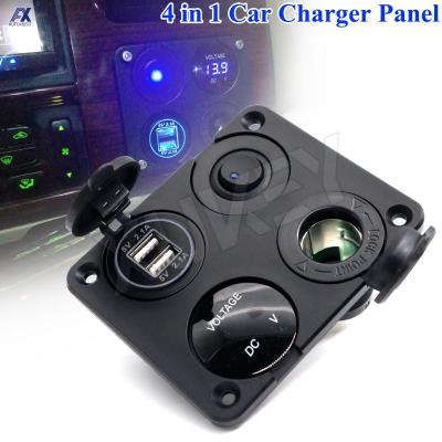 Car Charger Dual USB ศัพท์ชาร์จซ็อกเก็ตแผงสวิทช์ LED โวลต์มิเตอร์ไฟแช็กซ็อกเก็ต Power Outlet Adapter 4.2A 12-24V