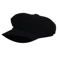 SHOWERSMILE Black Corduroy Newsboy Cap For Women British Vintage Ladies Spitfire Cap 2021 New Female Autumn Winter Hat